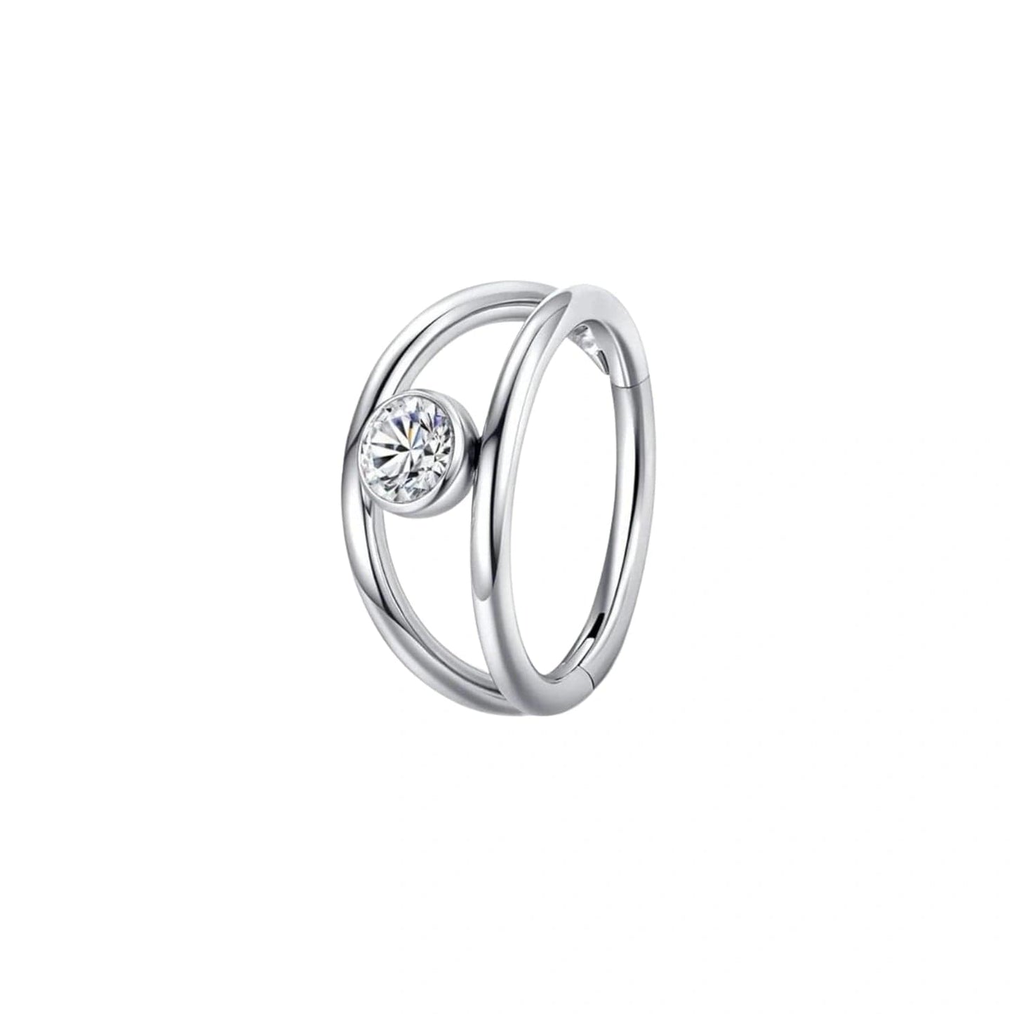 G23 Titanium Waterproof Double Band Diamond Clicker 16G – 5A CZ, Multiple Sizes
