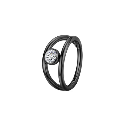 G23 Titanium Waterproof Double Band Diamond Clicker 16G – 5A CZ, Multiple Sizes
