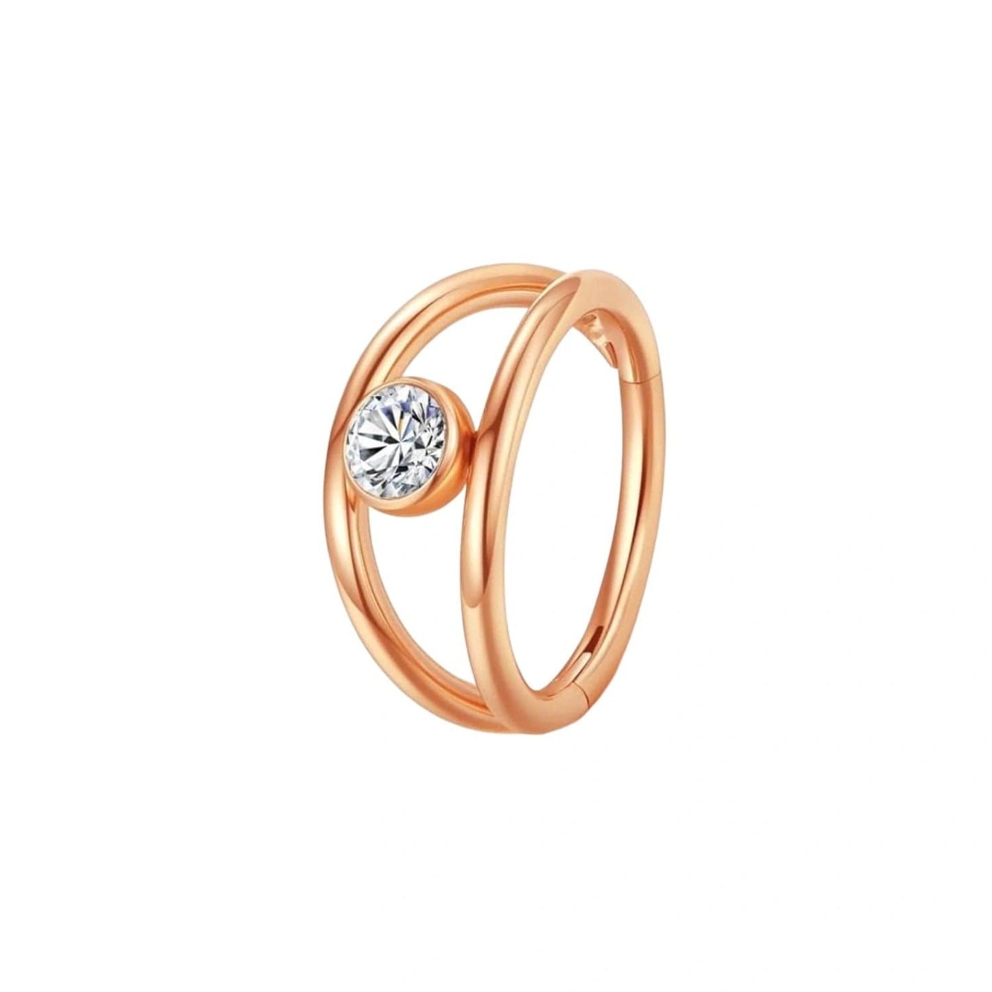 G23 Titanium Waterproof Double Band Diamond Clicker 16G – 5A CZ, Multiple Sizes