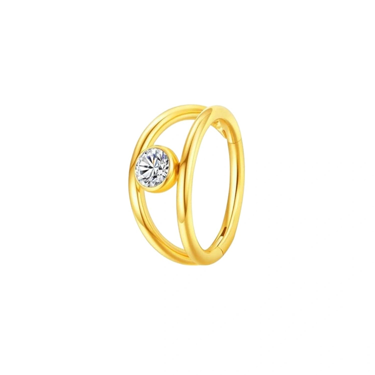 G23 Titanium Waterproof Double Band Diamond Clicker 16G – 5A CZ, Multiple Sizes