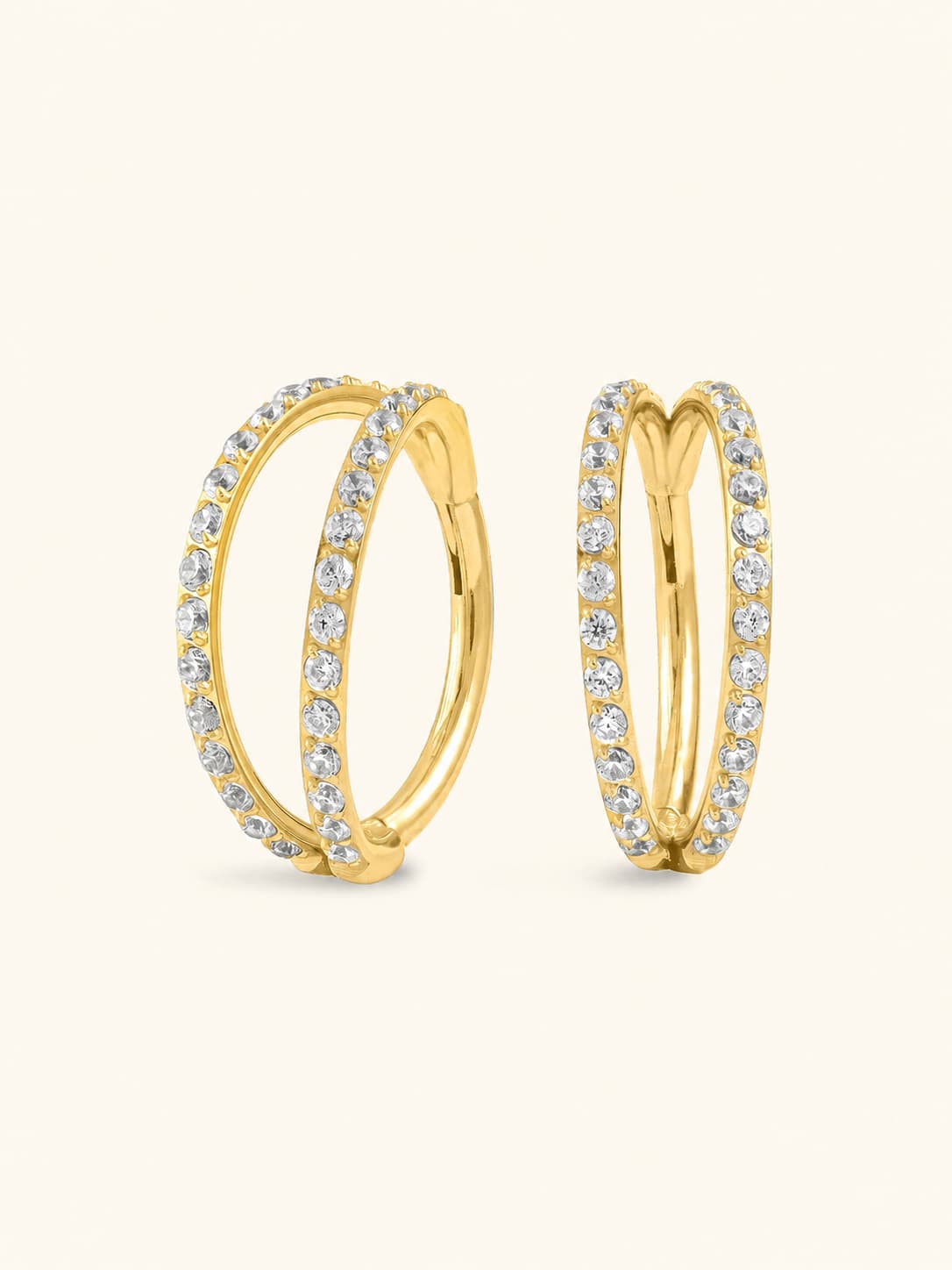G23 Titanium Waterproof Double Pave CZ Cartilage Hoop