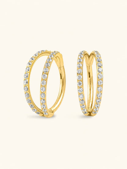 G23 Titanium Waterproof Double Pave CZ Cartilage Hoop