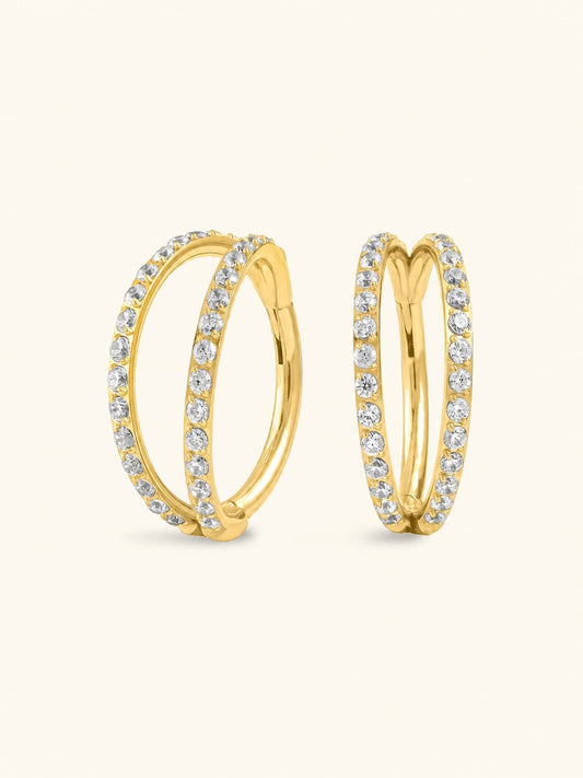 G23 Titanium Waterproof Double Pave CZ Cartilage Hoop
