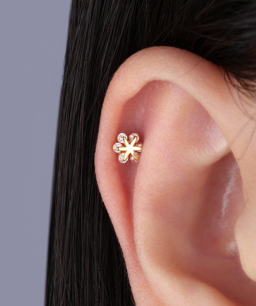 G23 Titanium Waterproof Floral Stud Earring