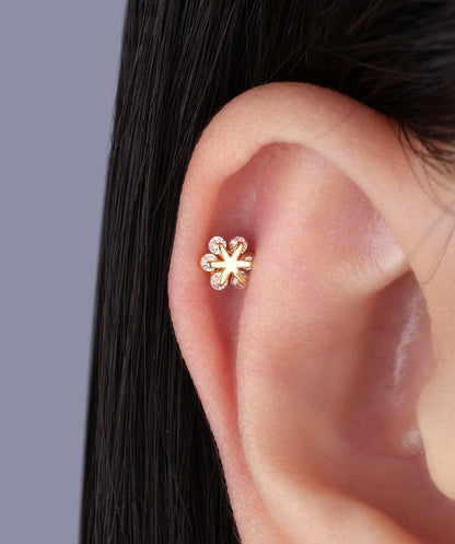 G23 Titanium Waterproof Floral Stud Earring