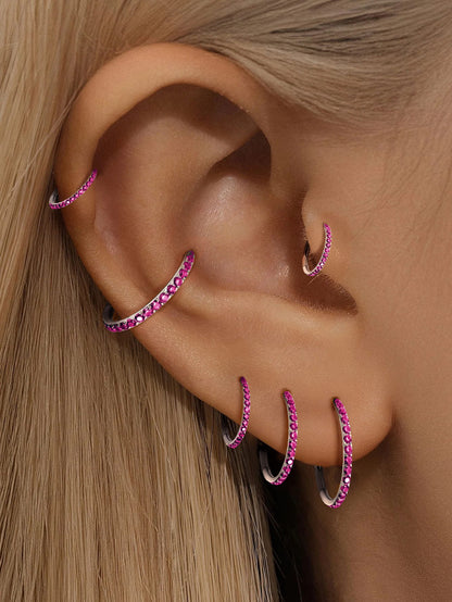 G23 Titanium Waterproof Garnet Red Zircon Cartilage Hoop