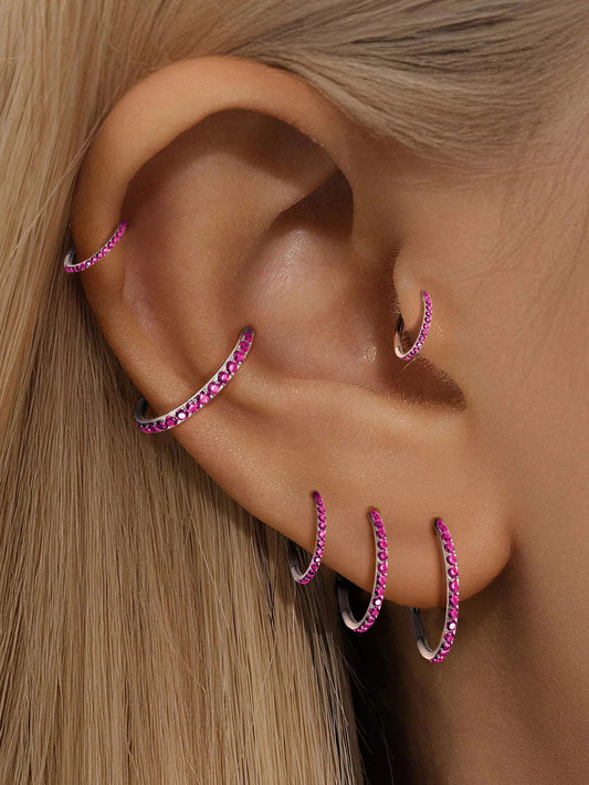 G23 Titanium Waterproof Garnet Red Zircon Cartilage Hoop