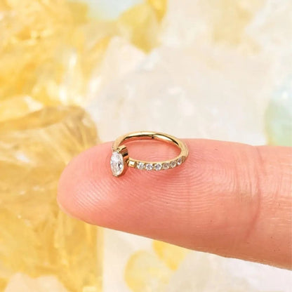 G23 Titanium Waterproof Marquise Diamond Hoop Cartilage Earring