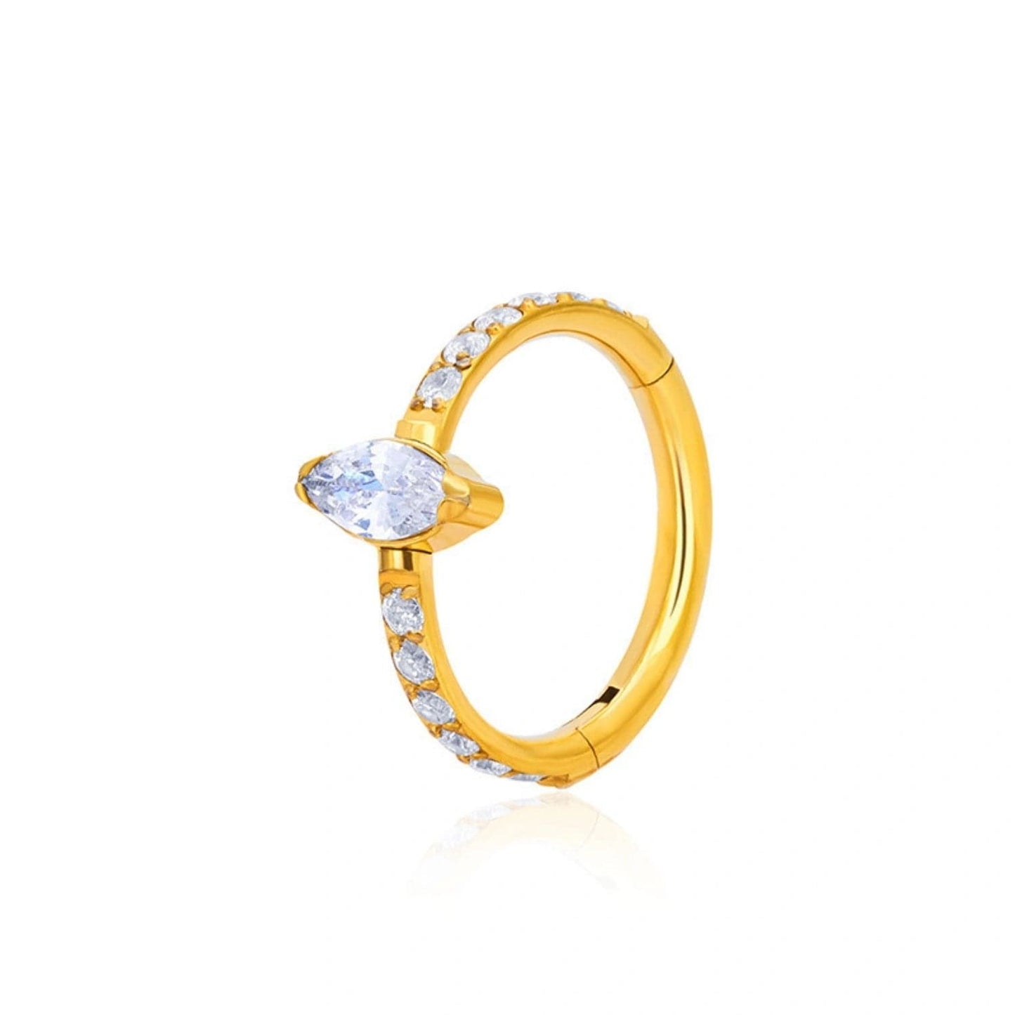 G23 Titanium Waterproof Marquise Diamond Hoop Cartilage Earring