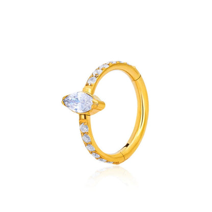 G23 Titanium Waterproof Marquise Diamond Hoop Cartilage Earring