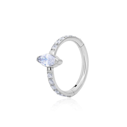 G23 Titanium Waterproof Marquise Diamond Hoop Cartilage Earring