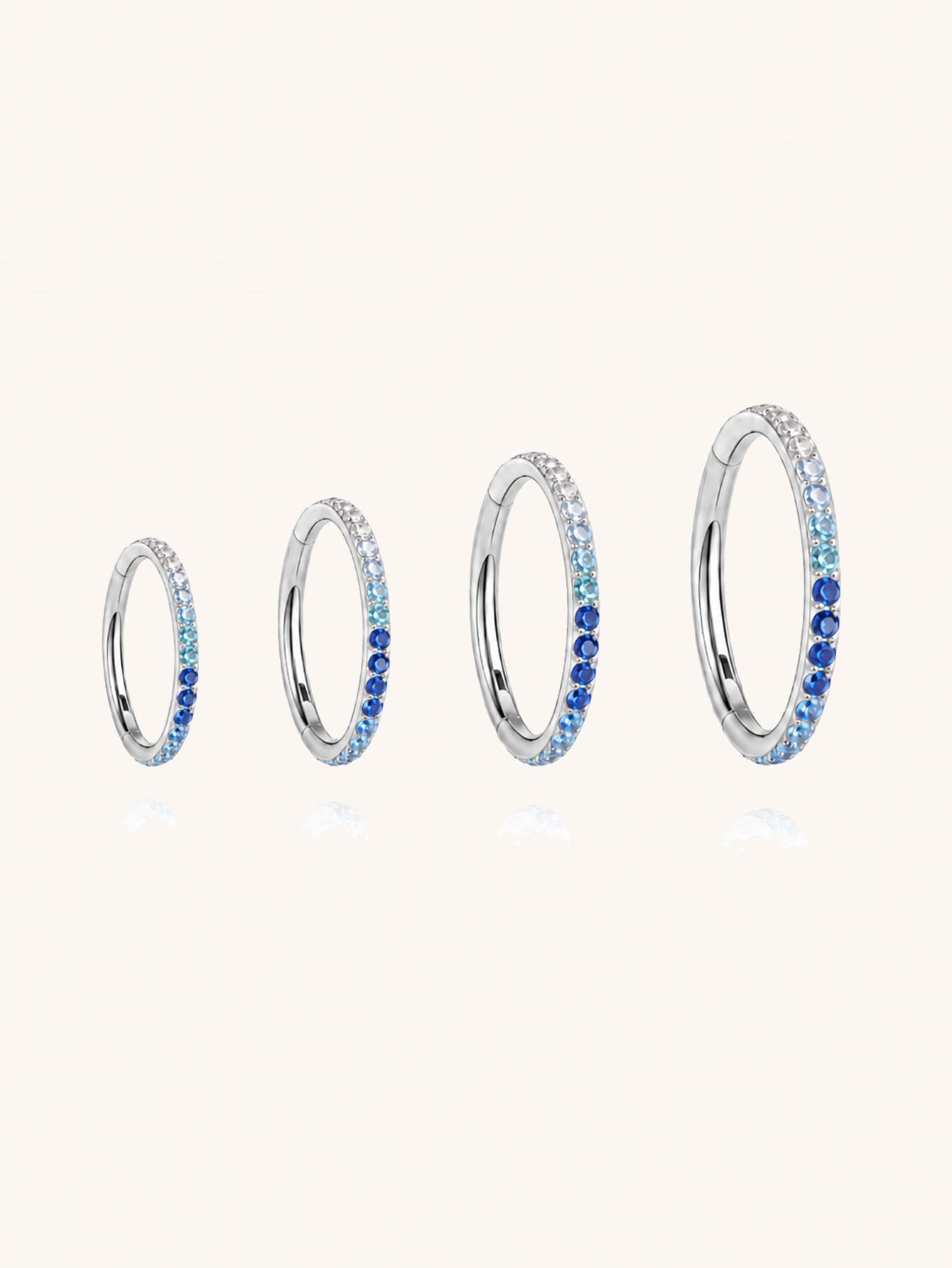 G23 Titanium Waterproof Multiple Sizes Blue Gradient Zircon Cartilage Hoop