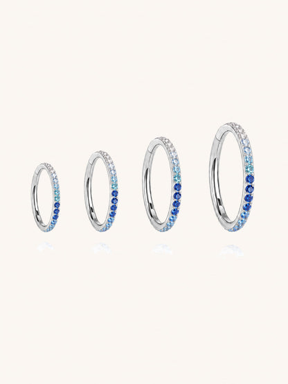 G23 Titanium Waterproof Multiple Sizes Blue Gradient Zircon Cartilage Hoop