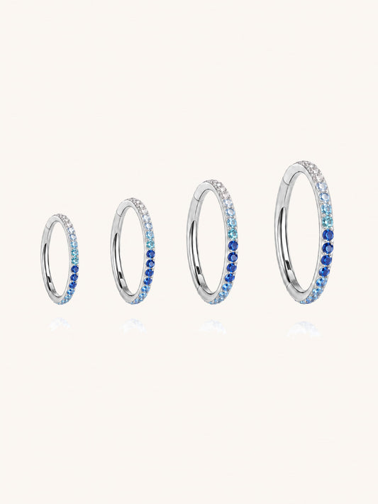 G23 Titanium Waterproof Multiple Sizes Blue Gradient Zircon Cartilage Hoop