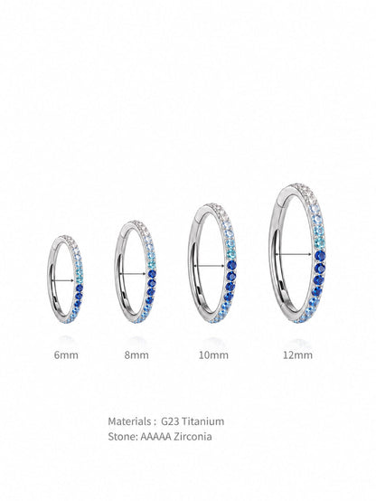 G23 Titanium Waterproof Multiple Sizes Blue Gradient Zircon Cartilage Hoop