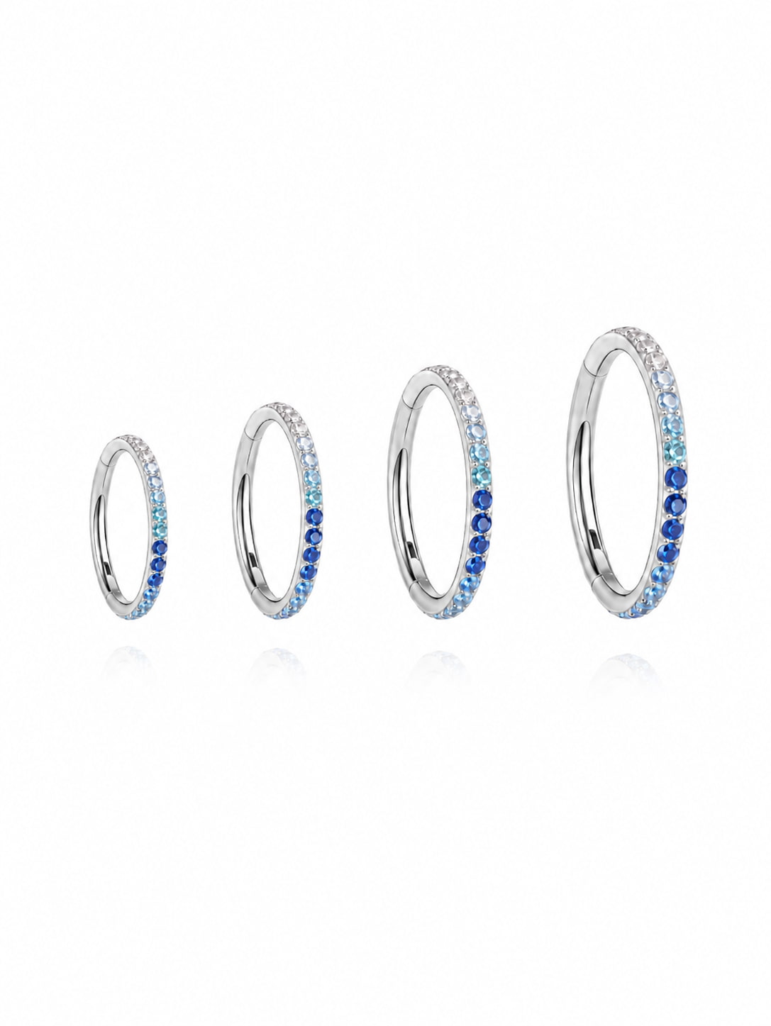 G23 Titanium Waterproof Multiple Sizes Blue Gradient Zircon Cartilage Hoop