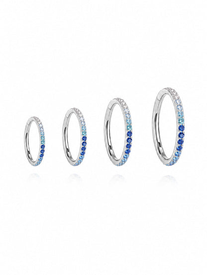 G23 Titanium Waterproof Multiple Sizes Blue Gradient Zircon Cartilage Hoop
