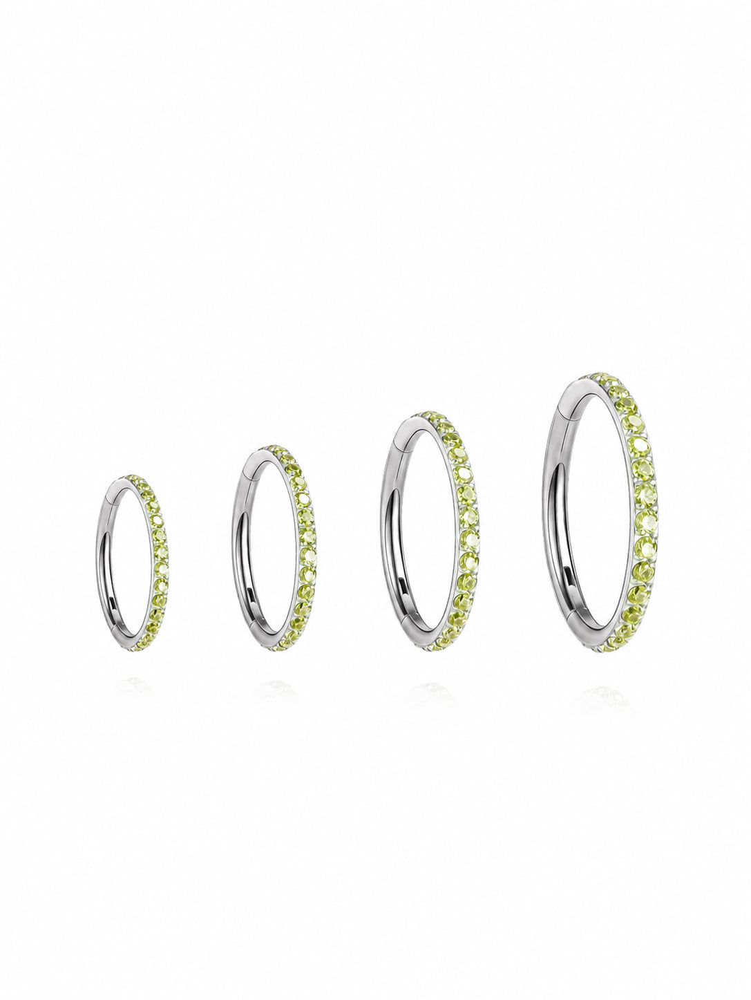 G23 Titanium Waterproof Multiple Sizes Peridot Green Zircon Cartilage Hoop