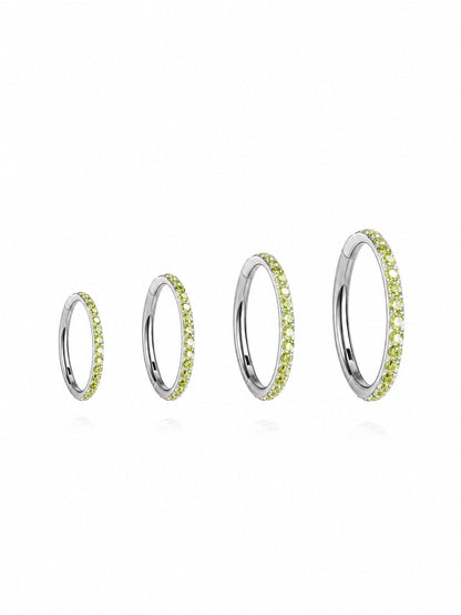 G23 Titanium Waterproof Multiple Sizes Peridot Green Zircon Cartilage Hoop