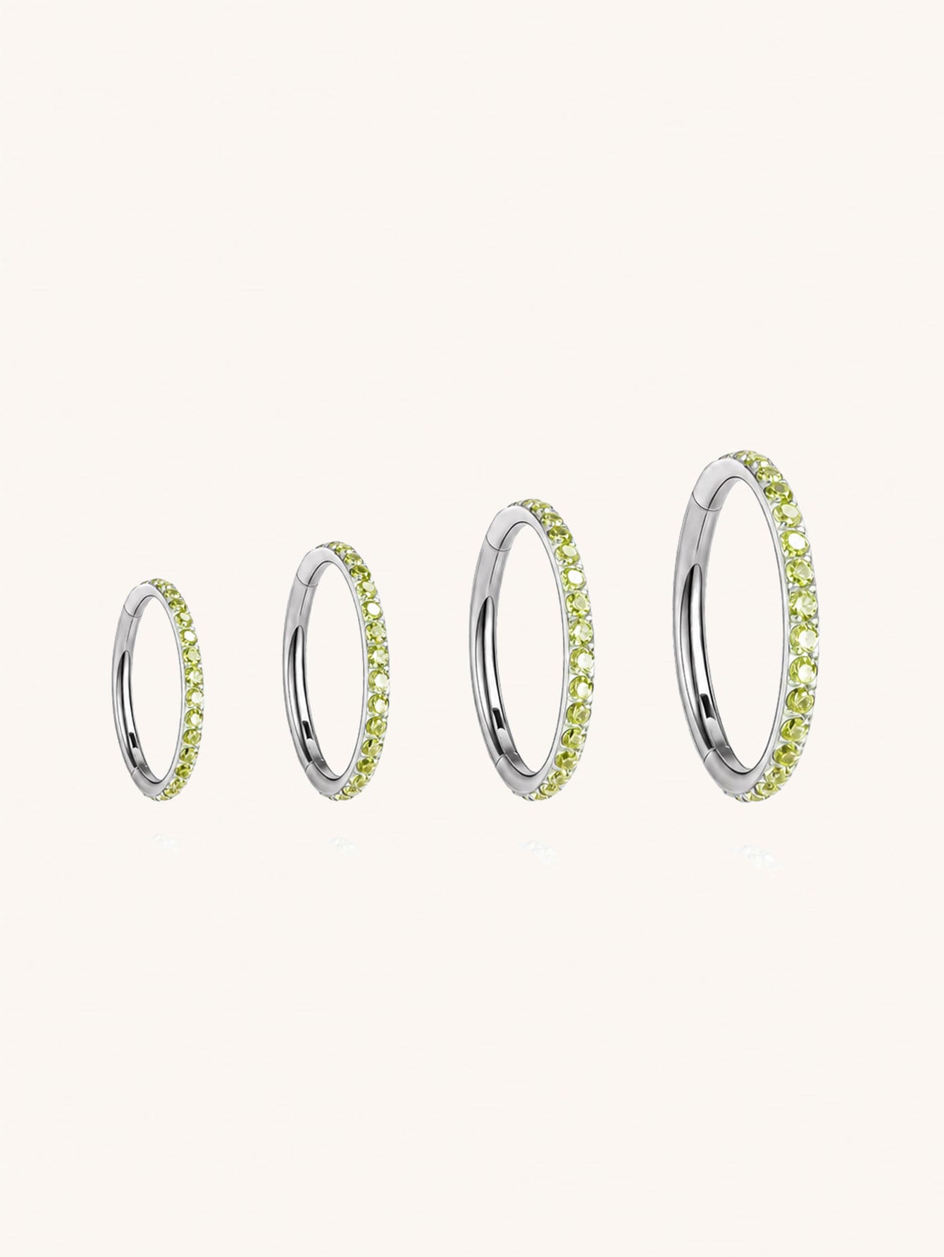 G23 Titanium Waterproof Multiple Sizes Peridot Green Zircon Cartilage Hoop