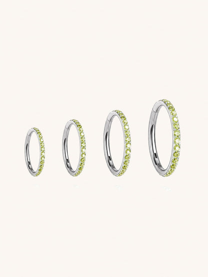 G23 Titanium Waterproof Multiple Sizes Peridot Green Zircon Cartilage Hoop