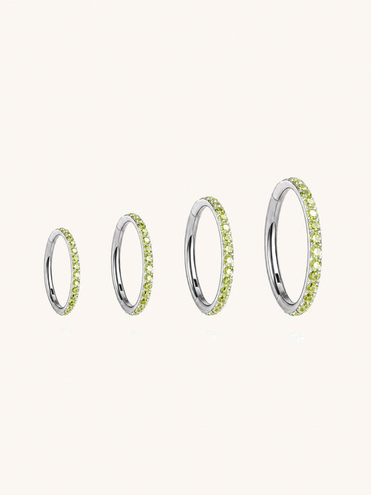 G23 Titanium Waterproof Multiple Sizes Peridot Green Zircon Cartilage Hoop