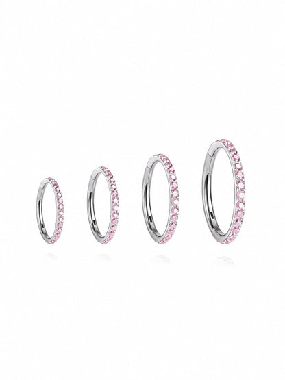 G23 Titanium Waterproof Multiple Sizes Pink Zircon Cartilage Hoop
