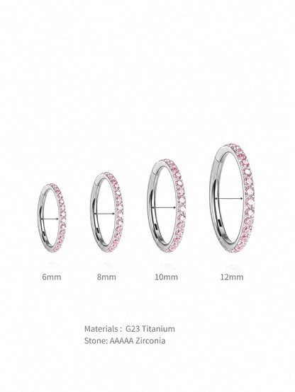 G23 Titanium Waterproof Multiple Sizes Pink Zircon Cartilage Hoop