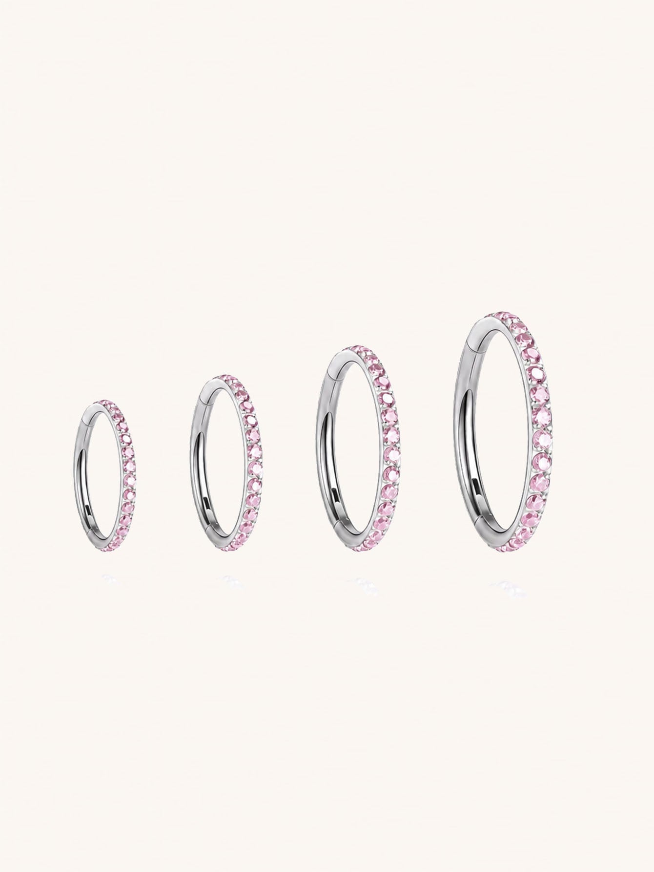 G23 Titanium Waterproof Multiple Sizes Pink Zircon Cartilage Hoop