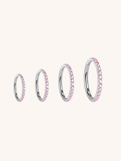 G23 Titanium Waterproof Multiple Sizes Pink Zircon Cartilage Hoop