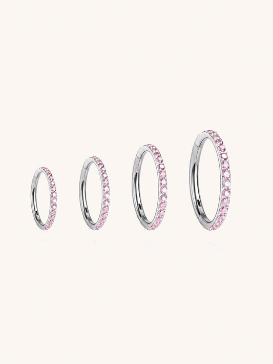 G23 Titanium Waterproof Multiple Sizes Pink Zircon Cartilage Hoop