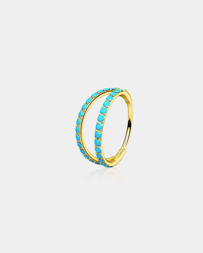 G23 Titanium Waterproof Multiple Sizes Turquoise Double Hoop Nose Piercing 20G