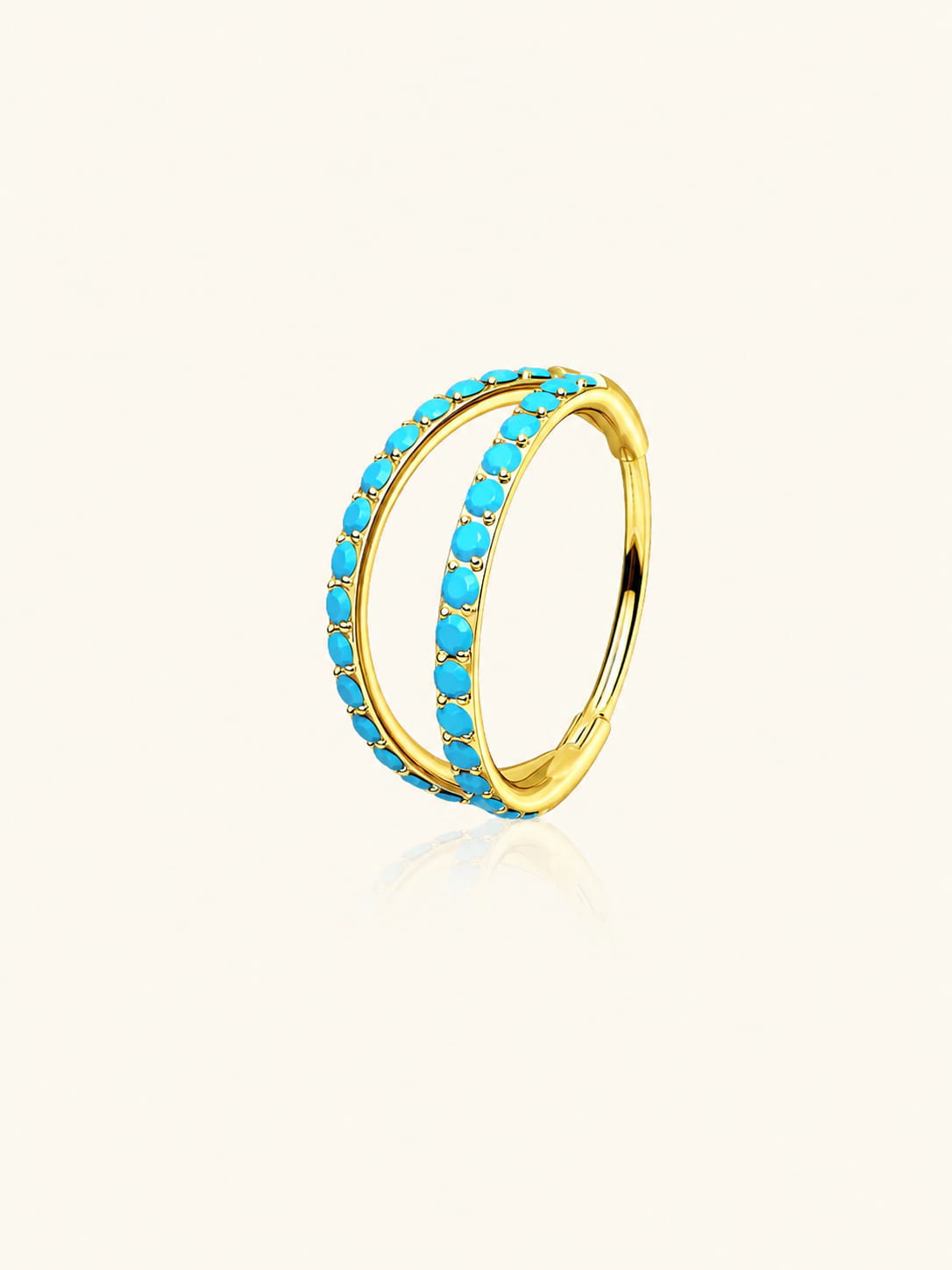 G23 Titanium Waterproof Multiple Sizes Turquoise Double Hoop Nose Piercing 20G