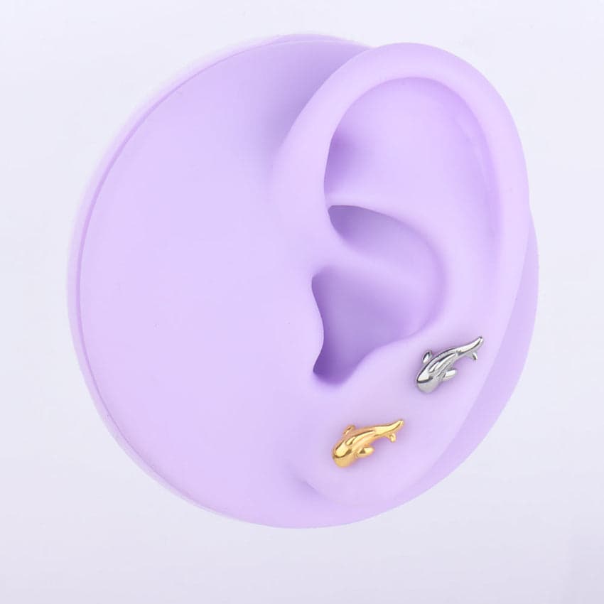 G23 Titanium Waterproof Whale Stud Earring