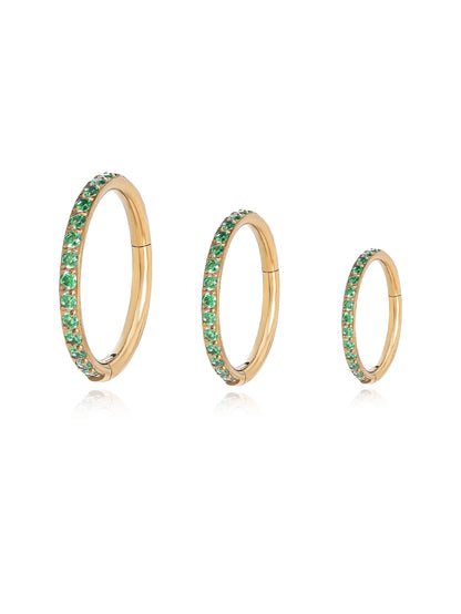 G23 Titanium Waterproof Emerald Green Zircon Cartilage Hoop