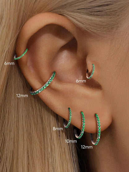 G23 Titanium Waterproof Emerald Green Zircon Cartilage Hoop