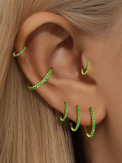 G23 Titanium Waterproof Emerald Green Zircon Cartilage Hoop