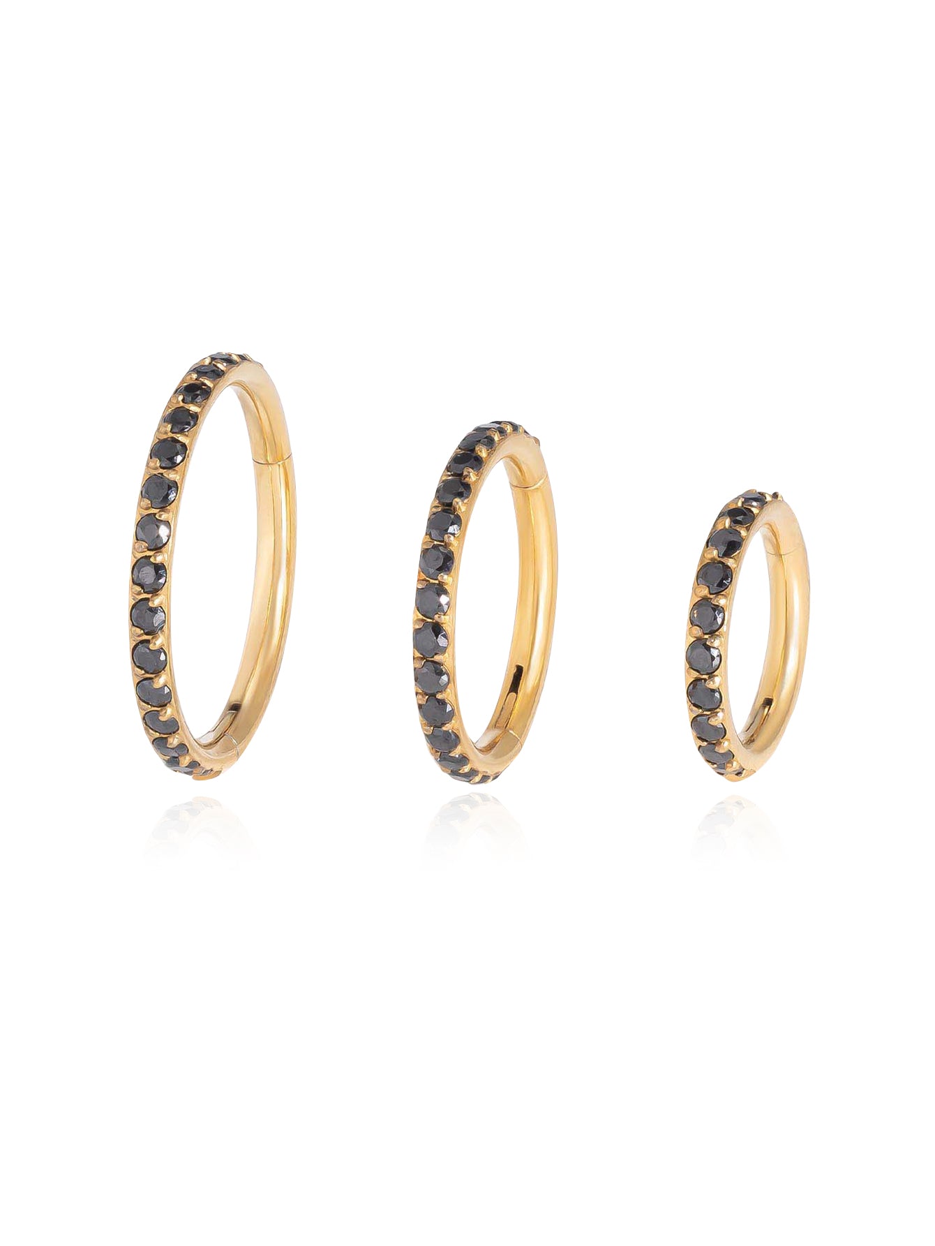 G23 Titanium Waterproof Multiple Sizes Black Zircon Cartilage Hoop