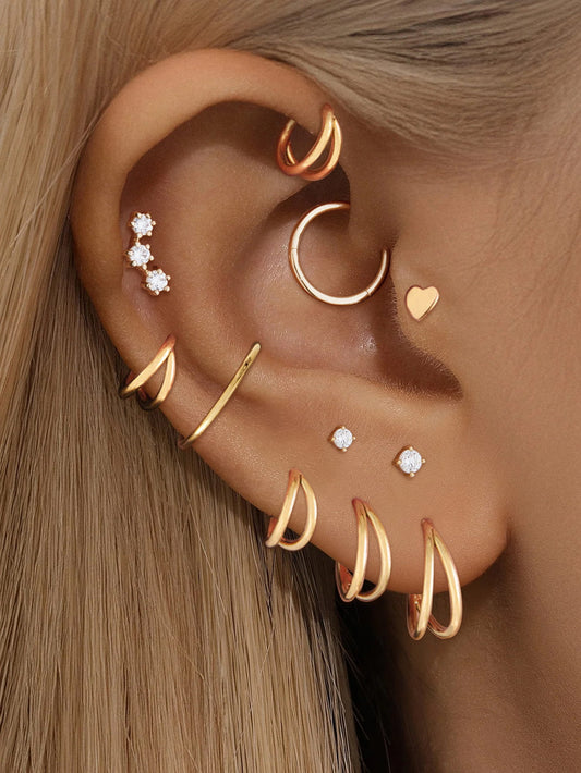G23 Titanium Waterproof Refined Layers Double Hoop Clicker Earrings