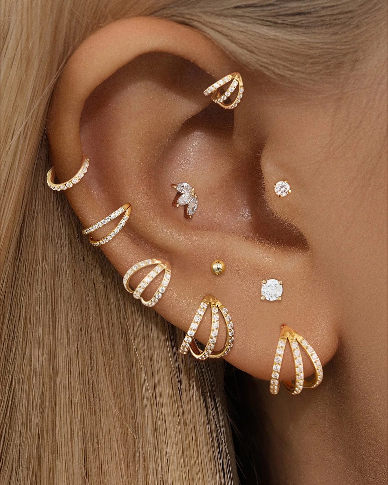 G23 Titanium Waterproof Triple Stacking Earrings and Nose Ring