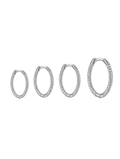 Minimalist 925 Sterling Silver Twisted Hoop Earrings