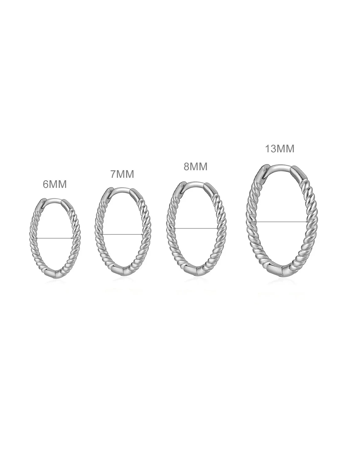 Minimalist 925 Sterling Silver Twisted Hoop Earrings