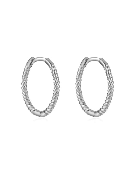 Minimalist 925 Sterling Silver Twisted Hoop Earrings