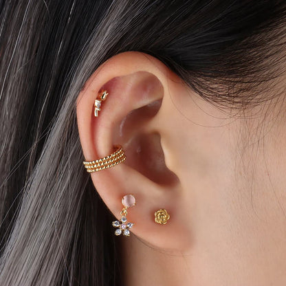 Minimal Rose Flatback Stud Earring