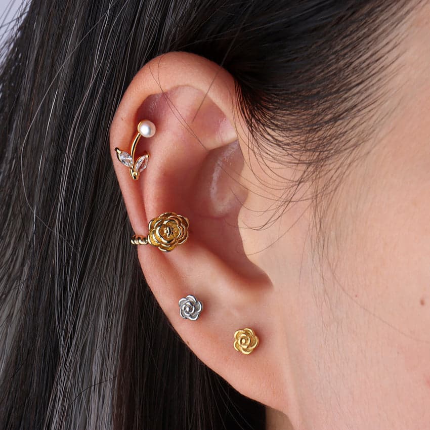 Minimal Rose Flatback Stud Earring