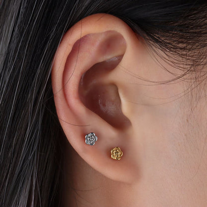 Minimal Rose Flatback Stud Earring