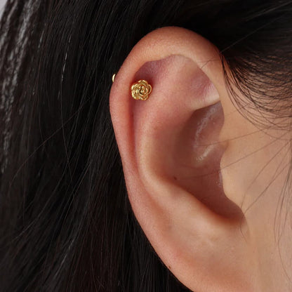 Minimal Rose Flatback Stud Earring