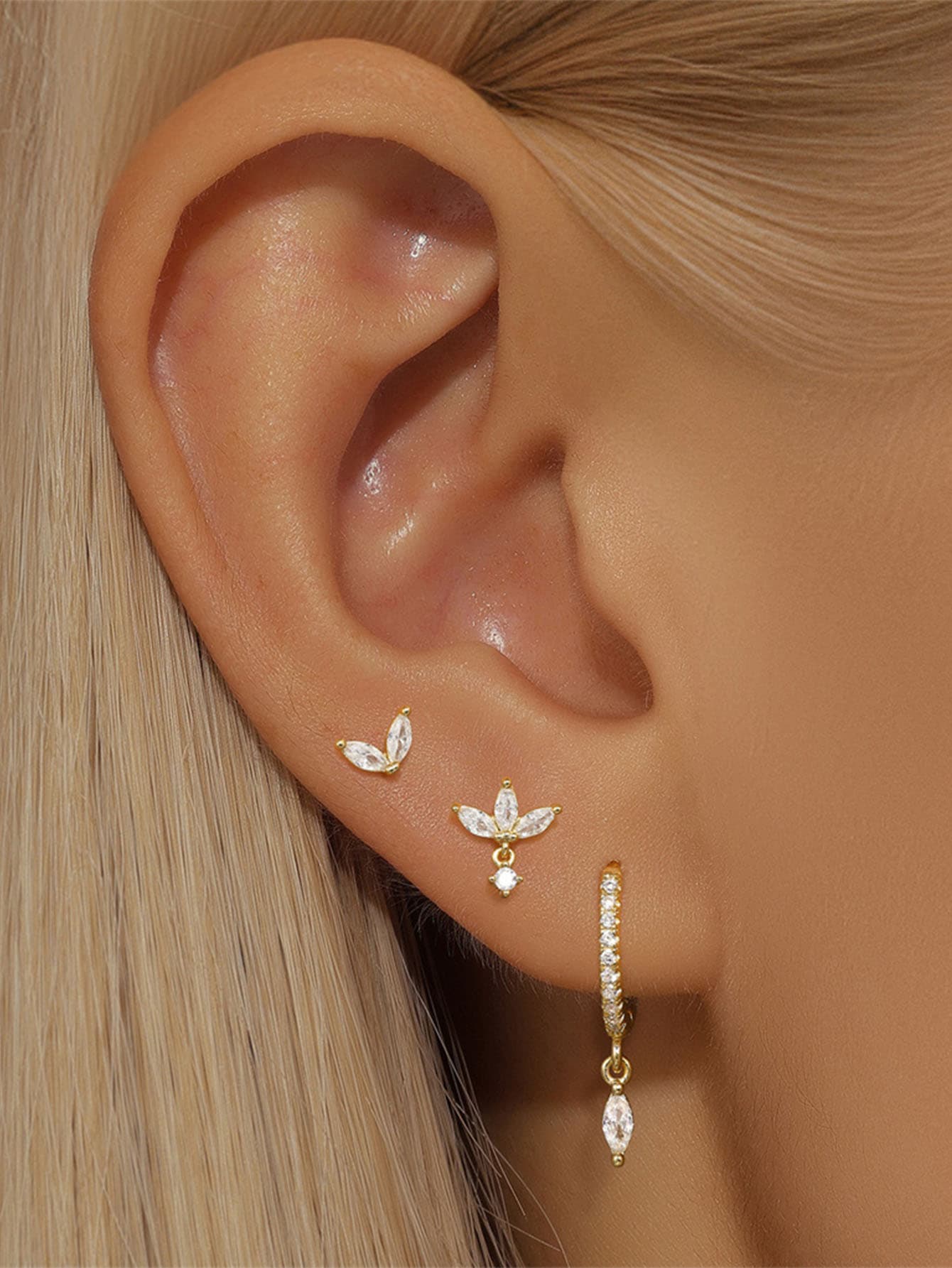 Minimalist S925 Sparkling Zirconia Earring Set