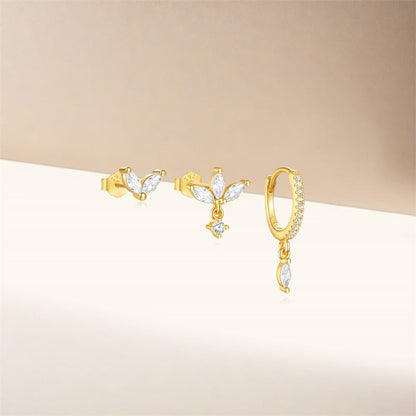 Minimalist S925 Sparkling Zirconia Earring Set