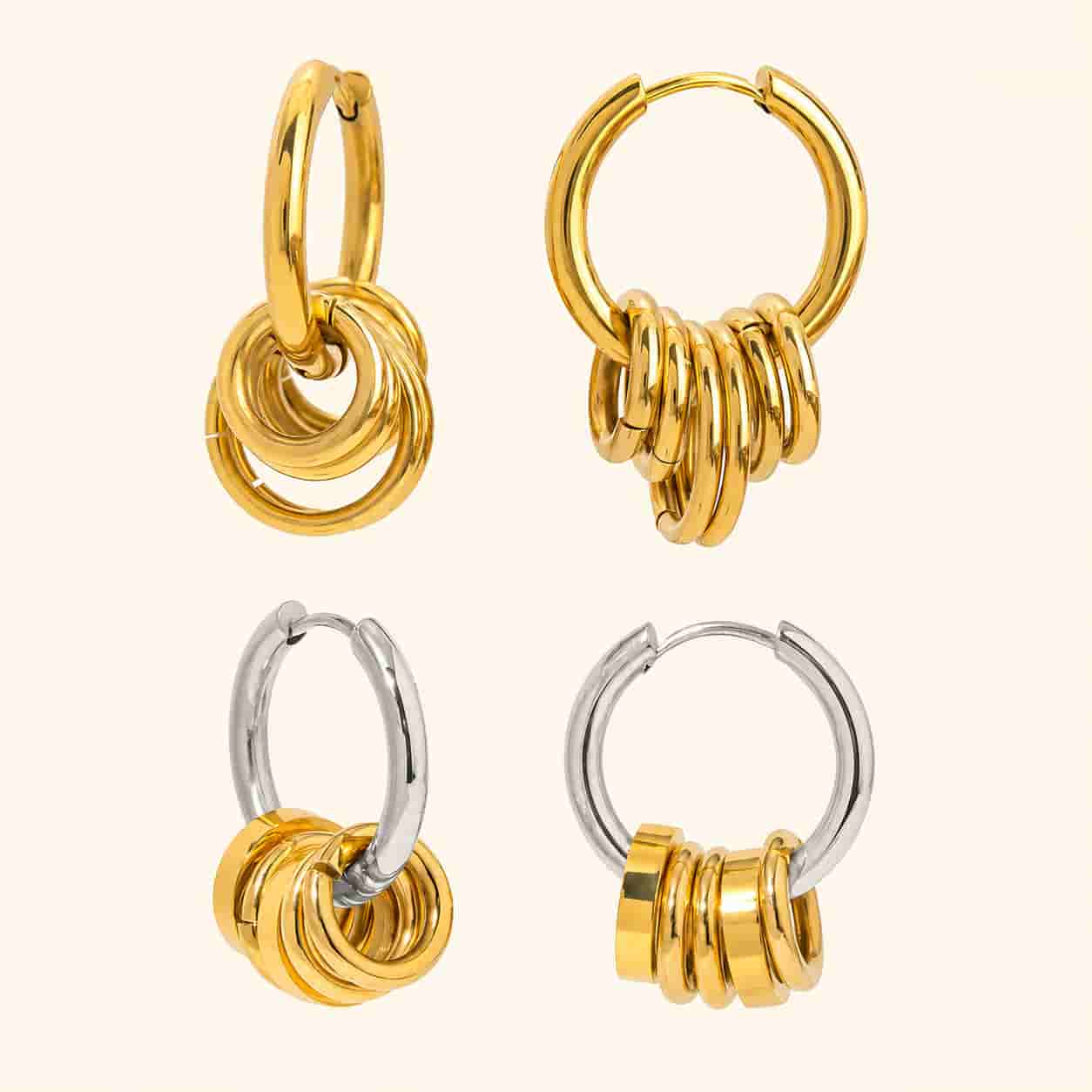 Multi-Layer Circle Irregular Geometric Hollow Earrings